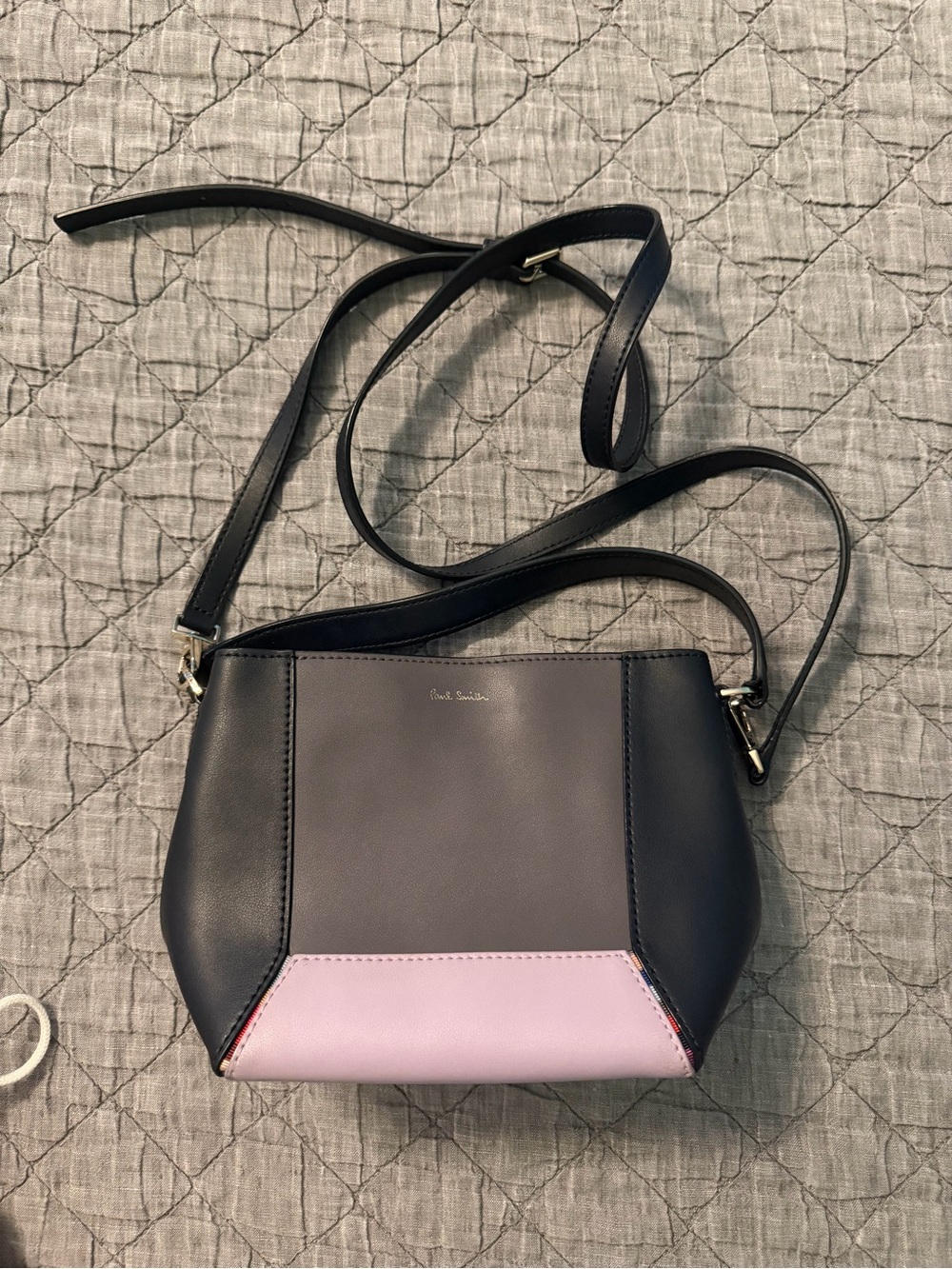 Paul Smith Black, Gray & Lavender Colorblock Leather Crossbody